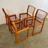 Lot of 4 Knut and Marianne Hagberg designer chairs for Ikea 1982 vintage metal and wood