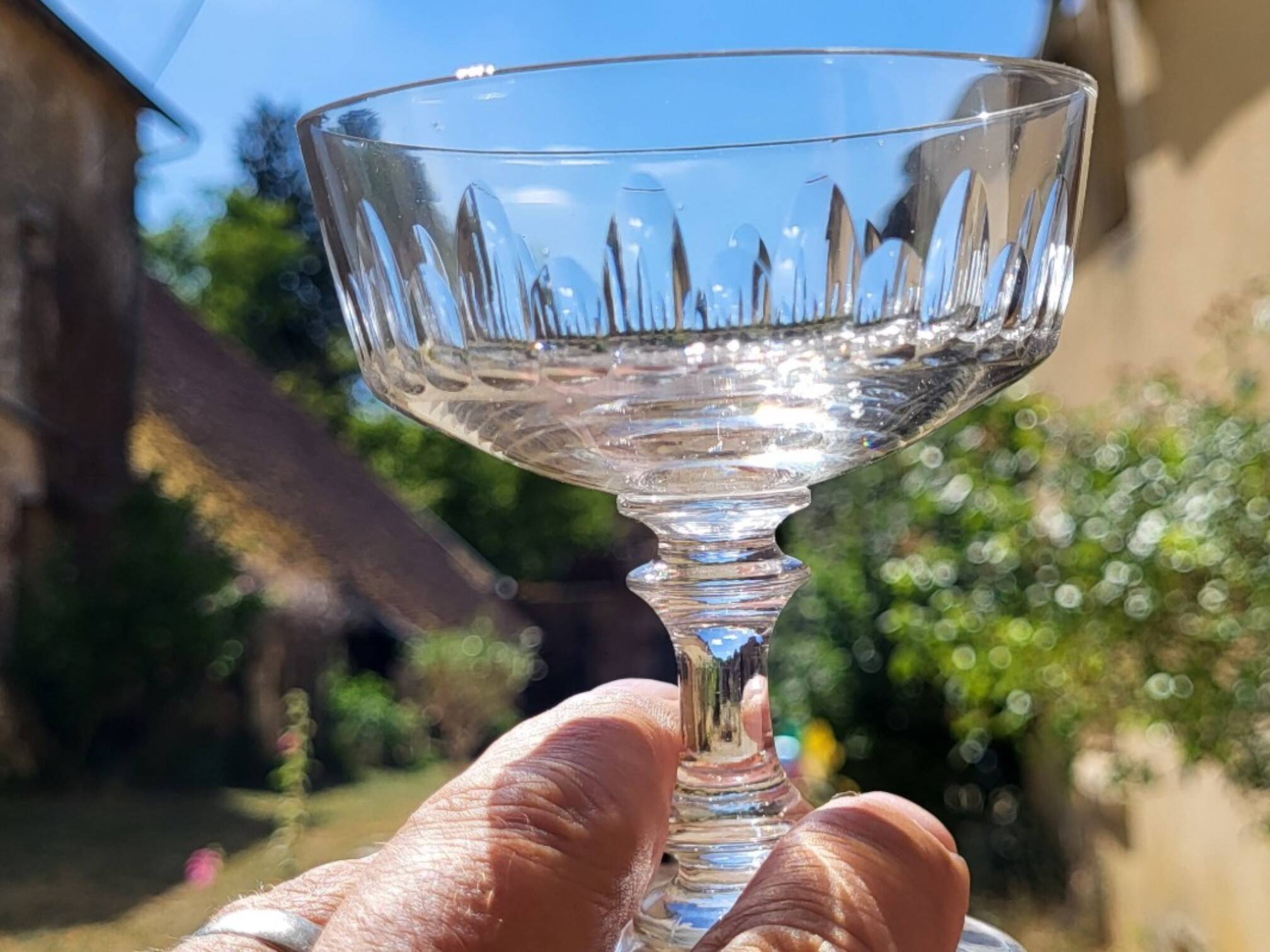 7 coupes à champagne en cristal 1950's
