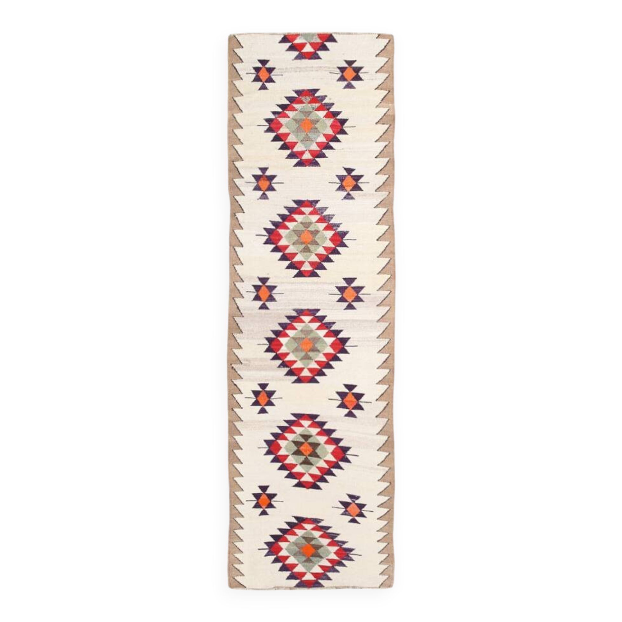 3x10 Vintage Tribal Geometric Kilim Runner Rug, 91x314Cm