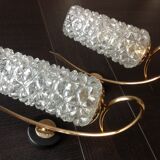Pair of brass sconces and structured tulip glass 60/70s