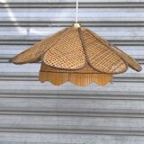 Vintage wicker flower pendant light