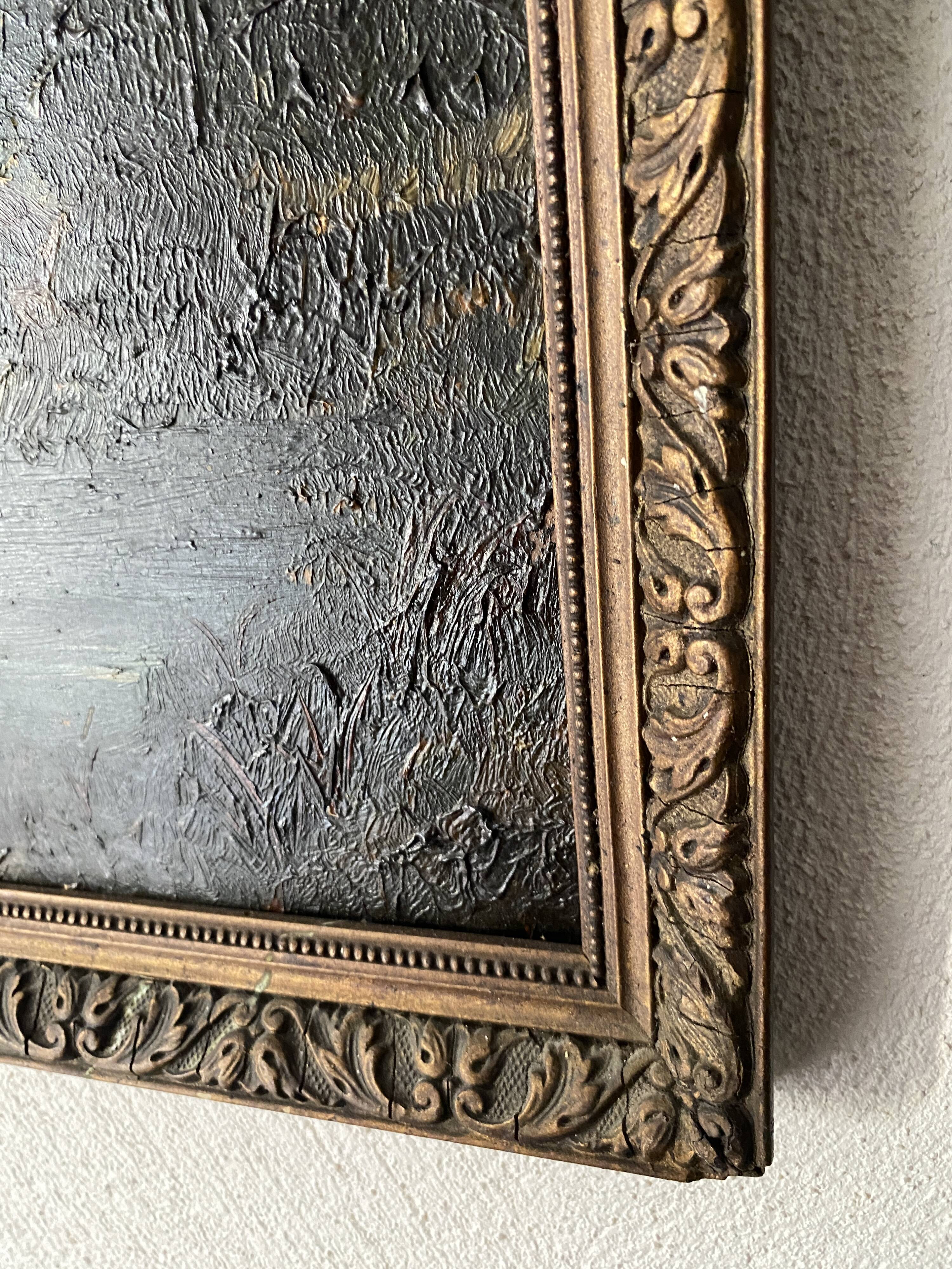 Oil and wood frame, ca 1900