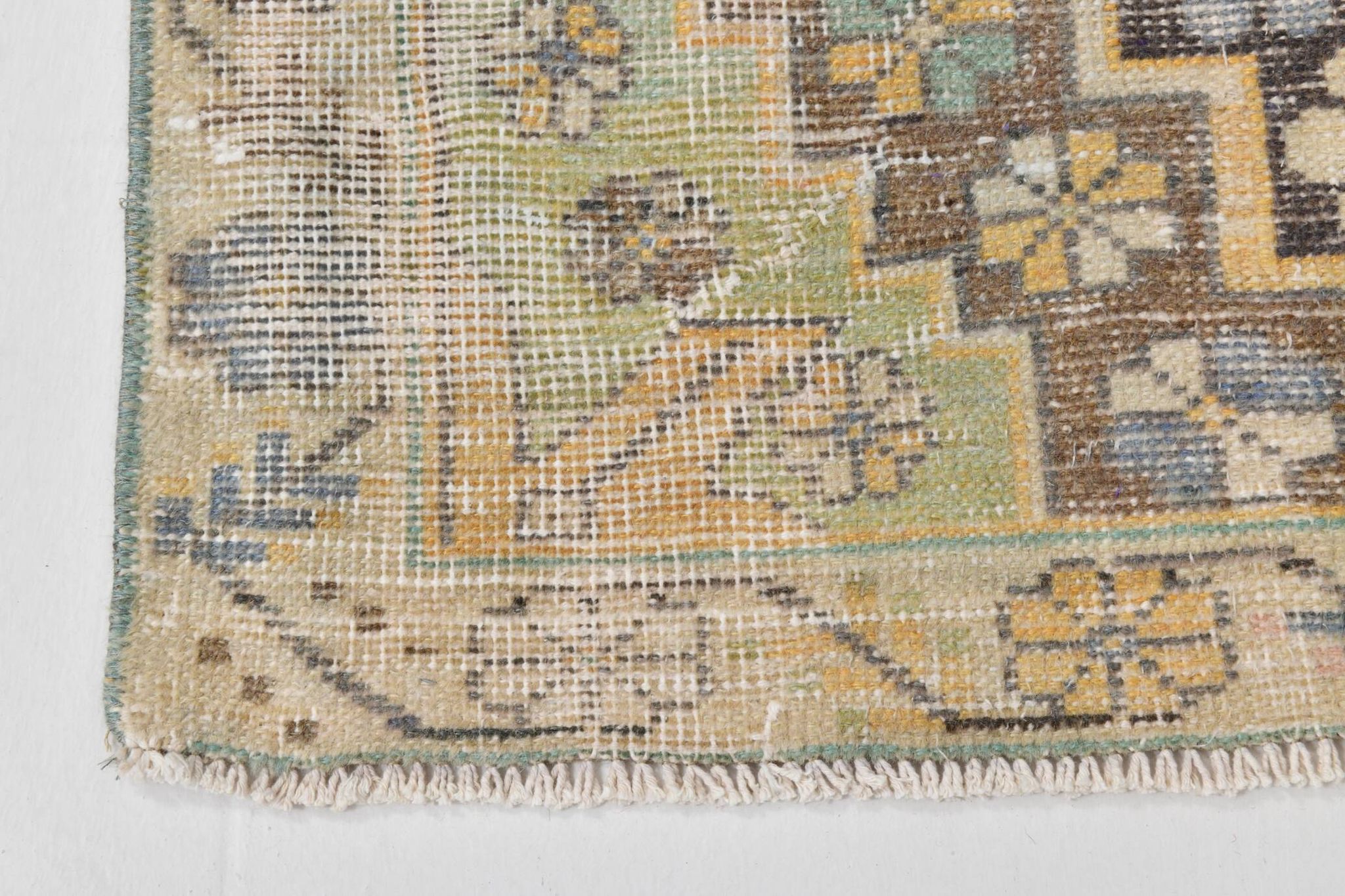 4x8 Mustard Yellow Wool Turkish Rug, Handmade Rug, 125x230Cm