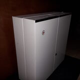White lacquered metal medicine cabinet