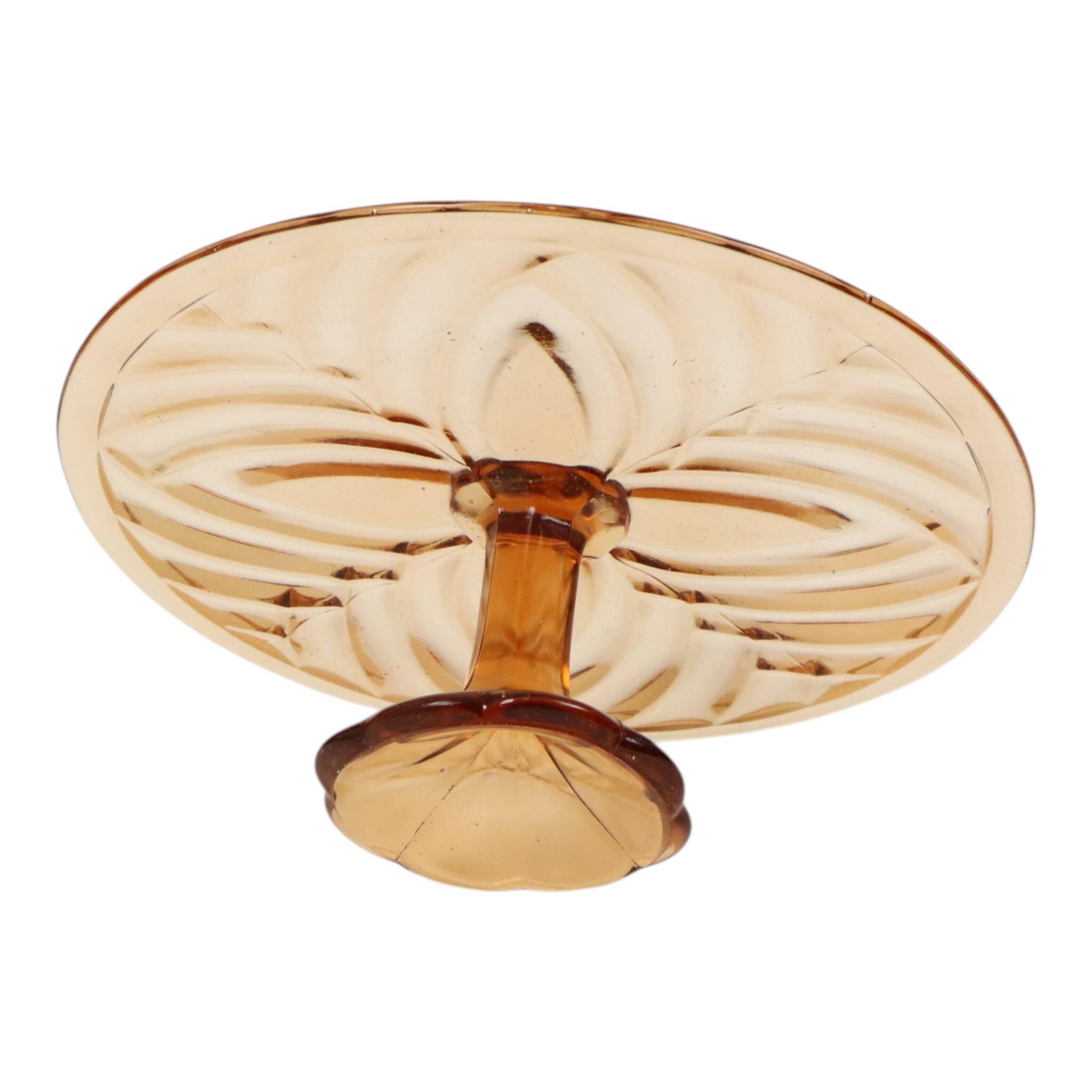 Amber Art Deco Cake Plate Pastry Dish Val Saint Lambert 33cm