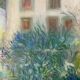 Old painting, landscape, summer garden, 70s/80s