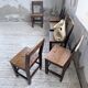 Set of 4 Savoyard pine folk art chairs from the 1950s.