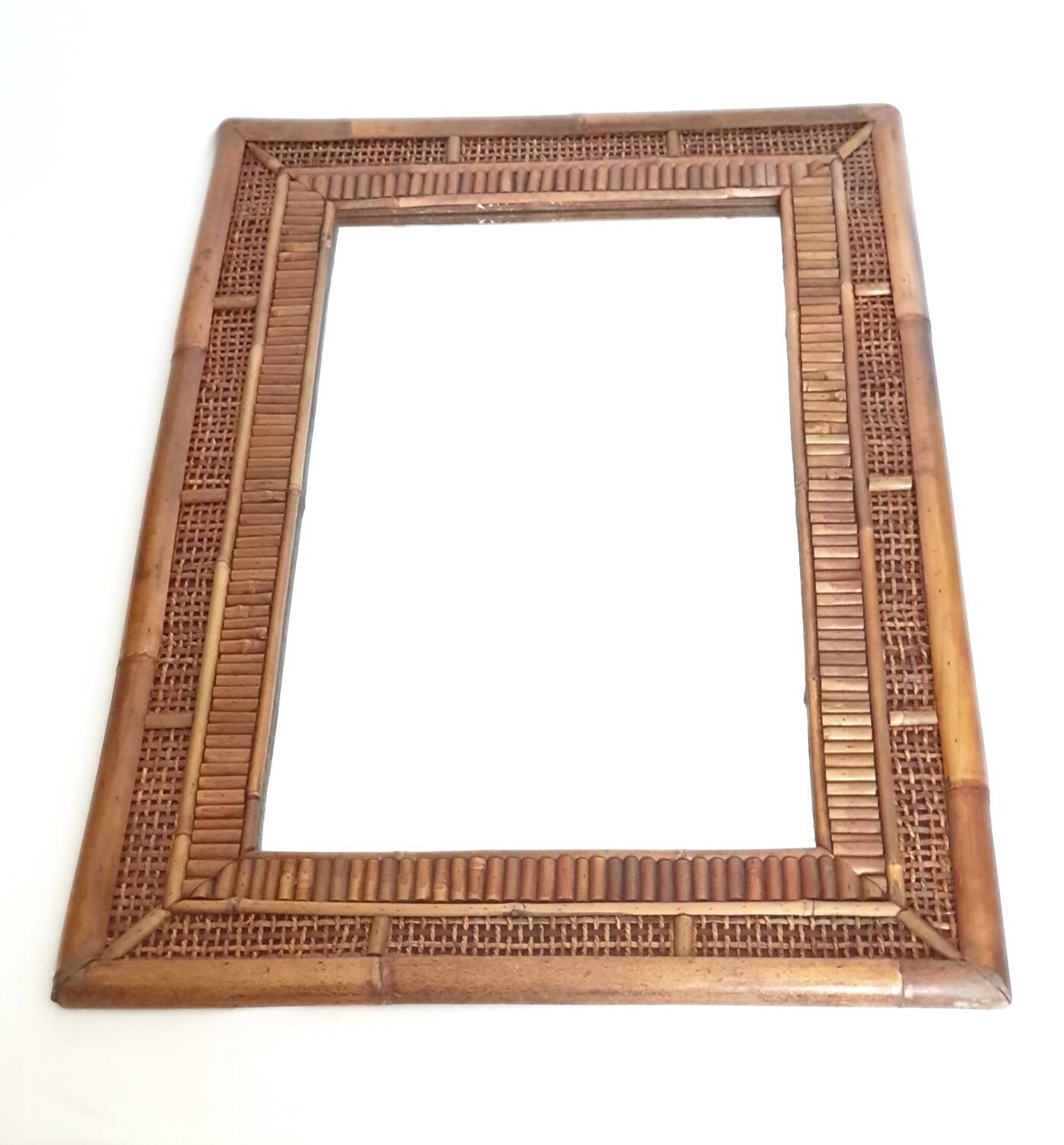 miroir bambou rotin Italie XXe 1940-1950