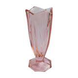 Pink Art Deco tulip vase in moulded glass