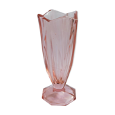 Pink Art Deco tulip vase in moulded glass