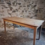 Farm table in solid oak, beech, and pine, early 20th century.