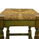Vintage wooden stool straw seat 70s minimalist design in green