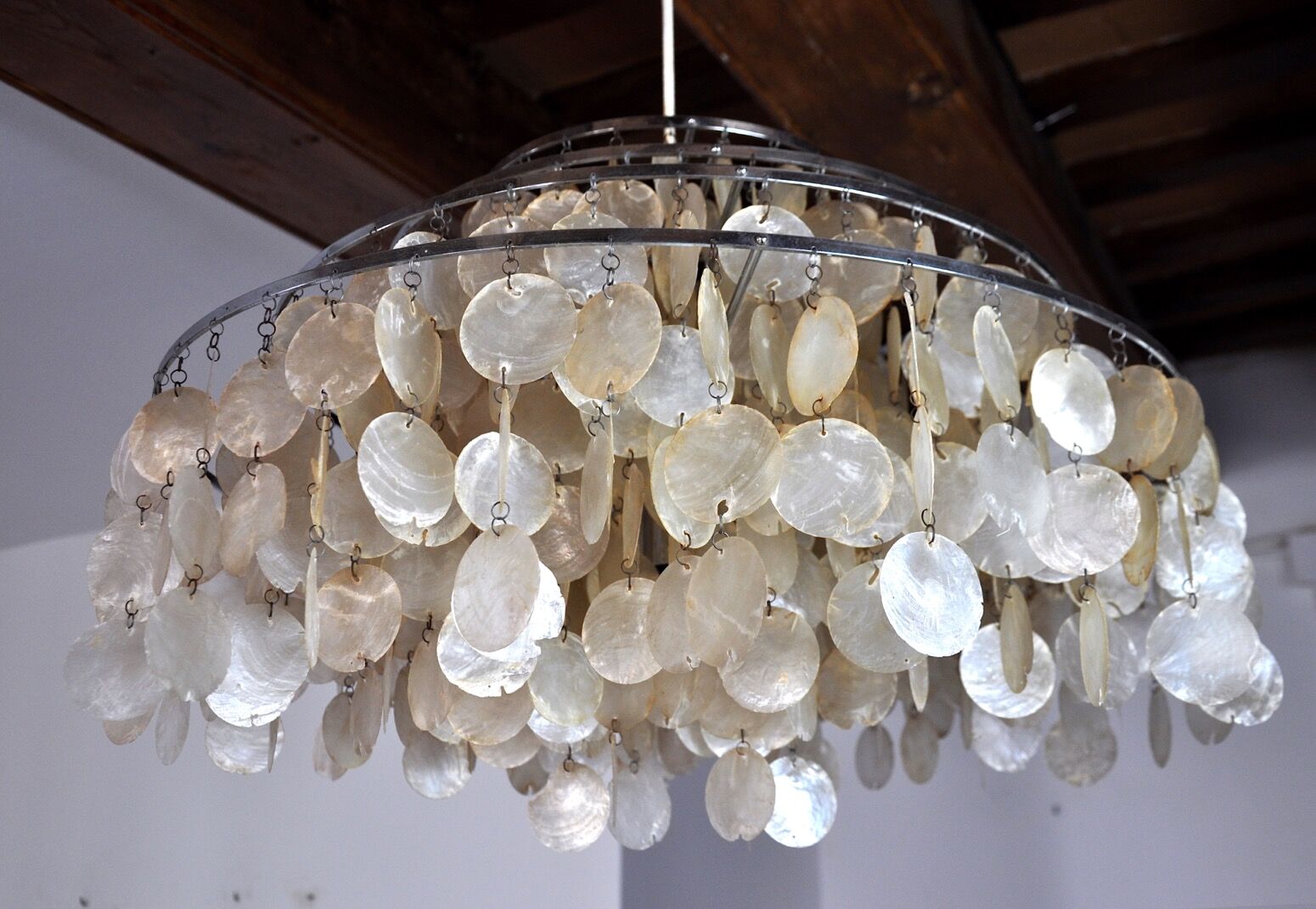 Mother-of-pearl chandelier, 4 levels, 1980, France
