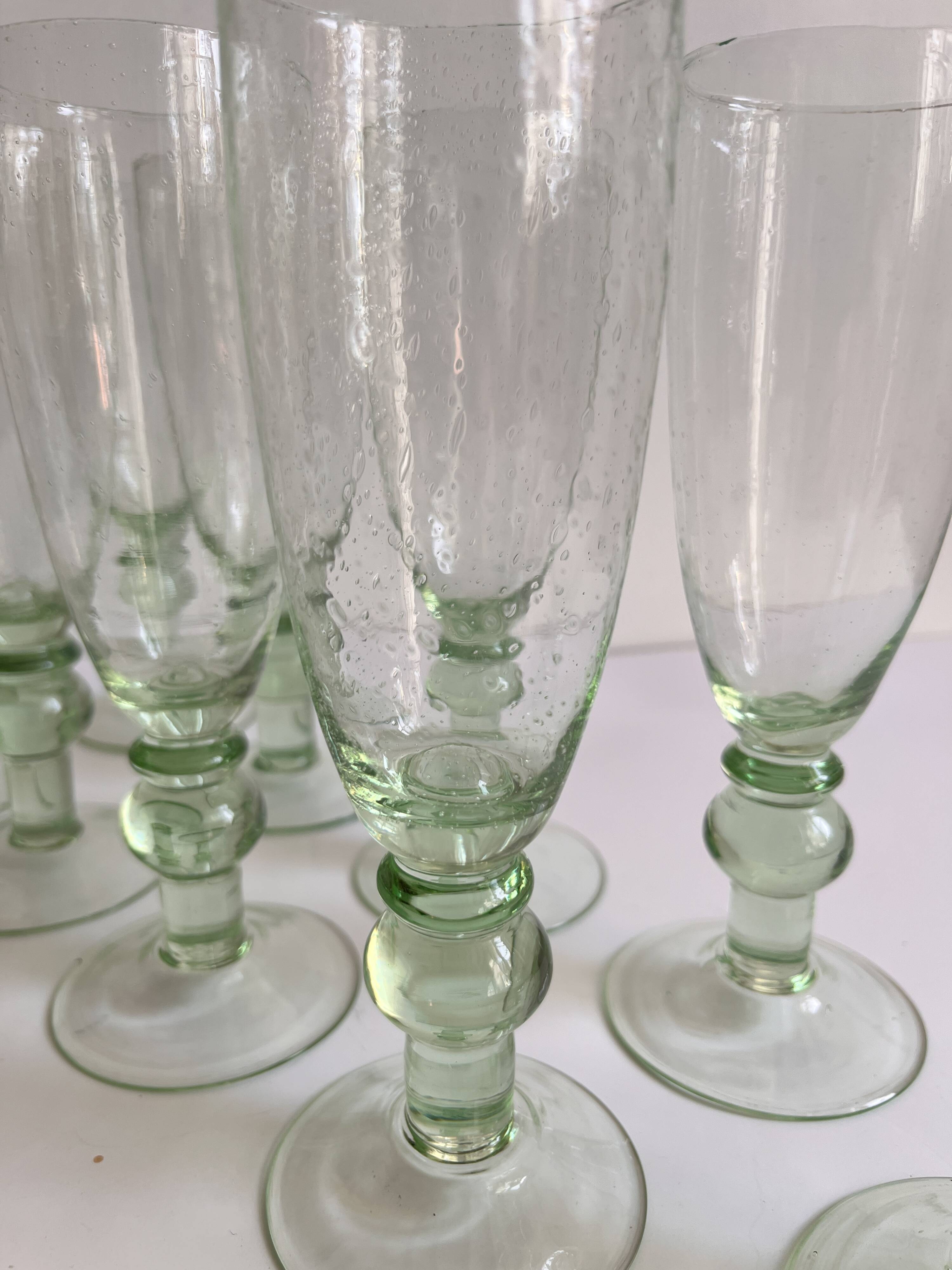 Bubbled glass flutes Montauroux