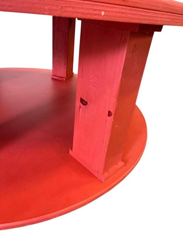 Grande table basse ronde vintage XL orange en bois / table basse
