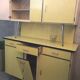 Meuble buffet de cuisine en formica jaune vif annees 50