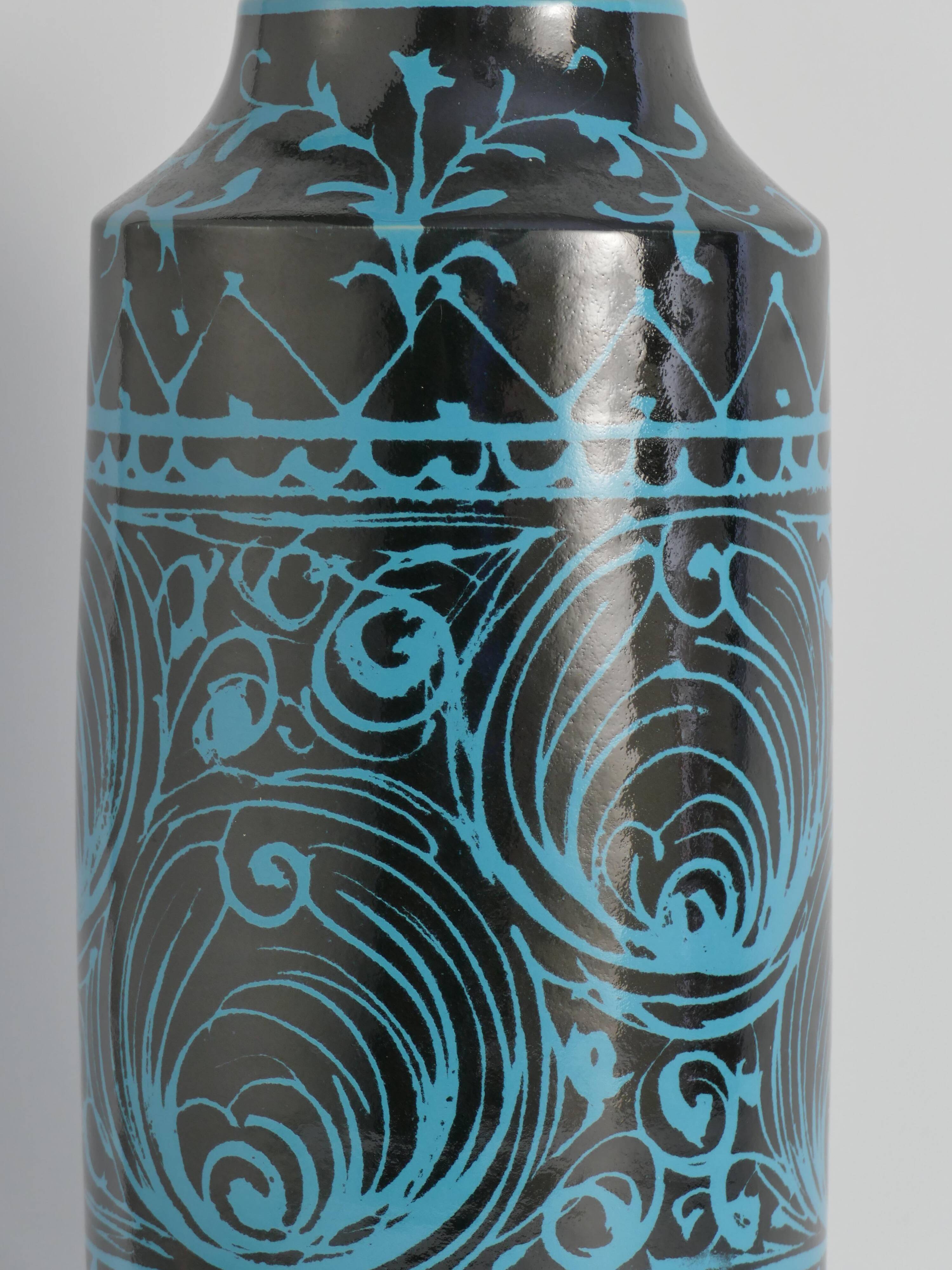 Black and Turquoise Ceramic Table Lamp by Avino Bagni, Italy, 1960s