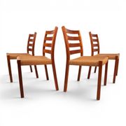 Niels Otto Møller Model 408, Set of 4 Teak Papercord Dining Chairs for J.L.