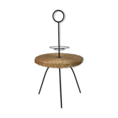 Table d'appoint 1950 osier et métal portative