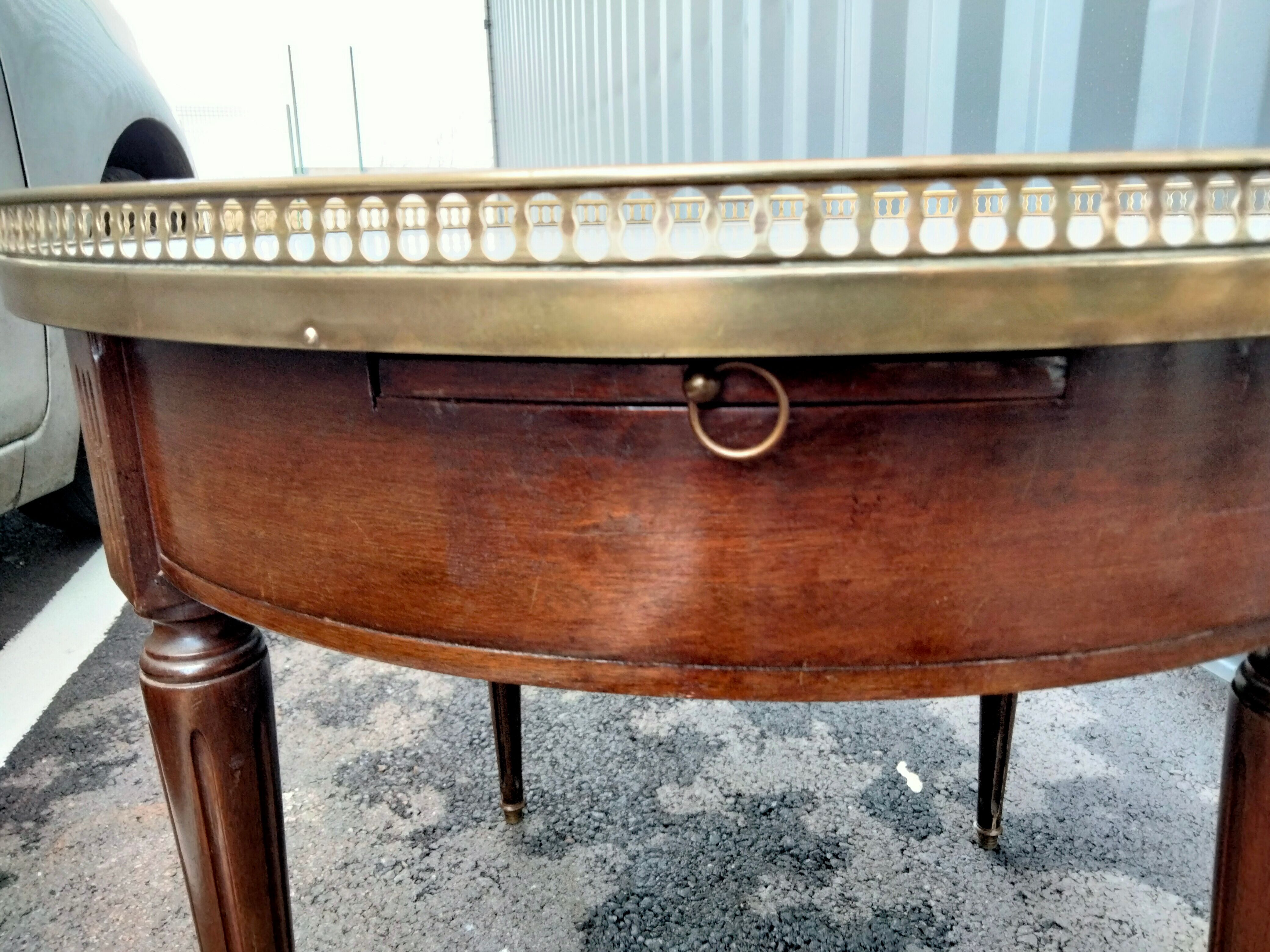 Coffee table hot water bottle marble top louis xvi old style