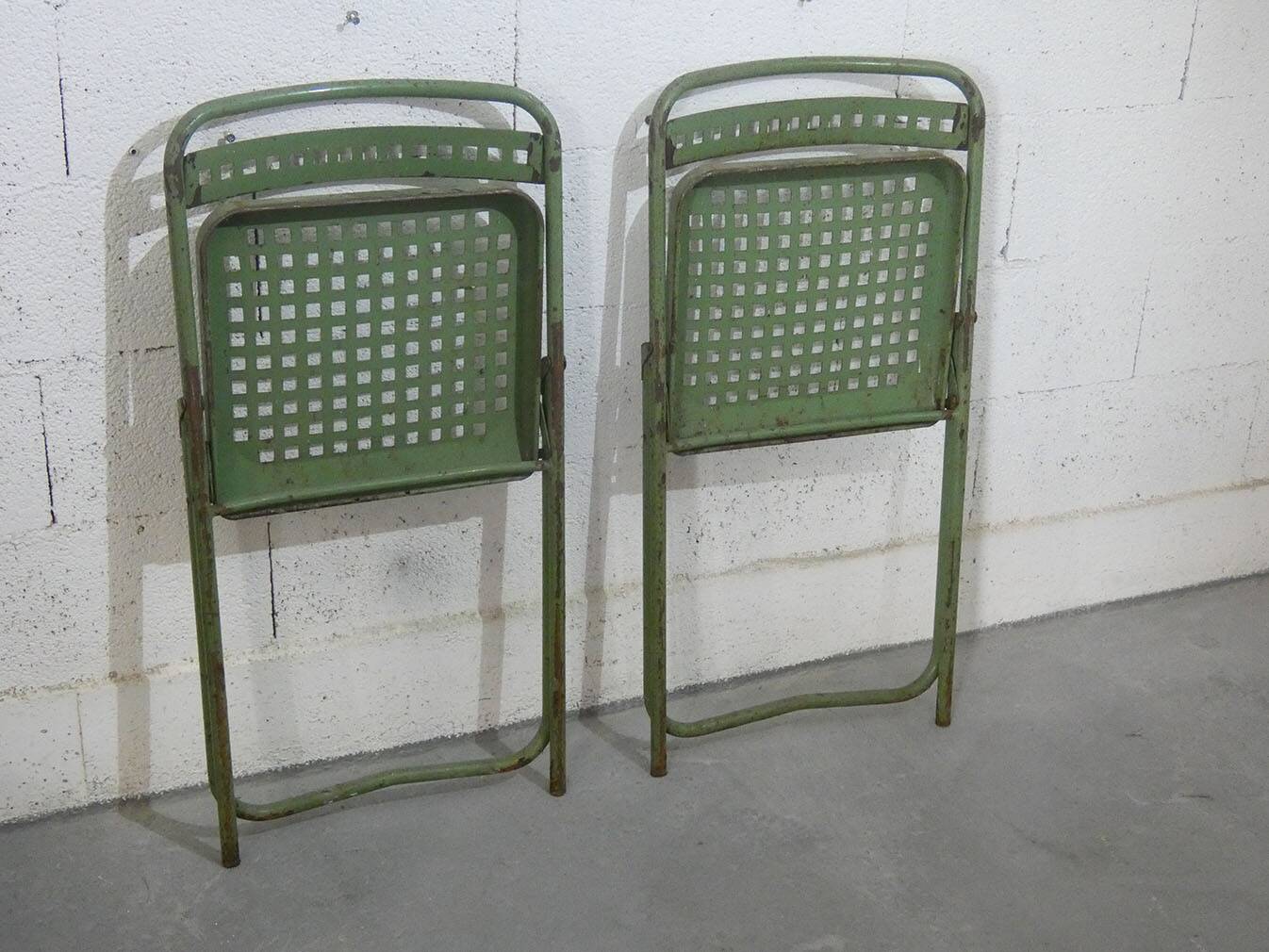 Pair of vintage metal folding chairs, 1960s