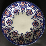 Assiette en faïence bleue et rouge de Gien du 19ème siècle