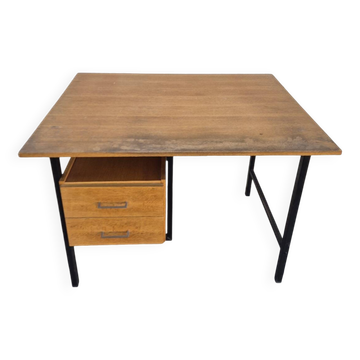 Bureau moderniste vintage design en chêne 1950s