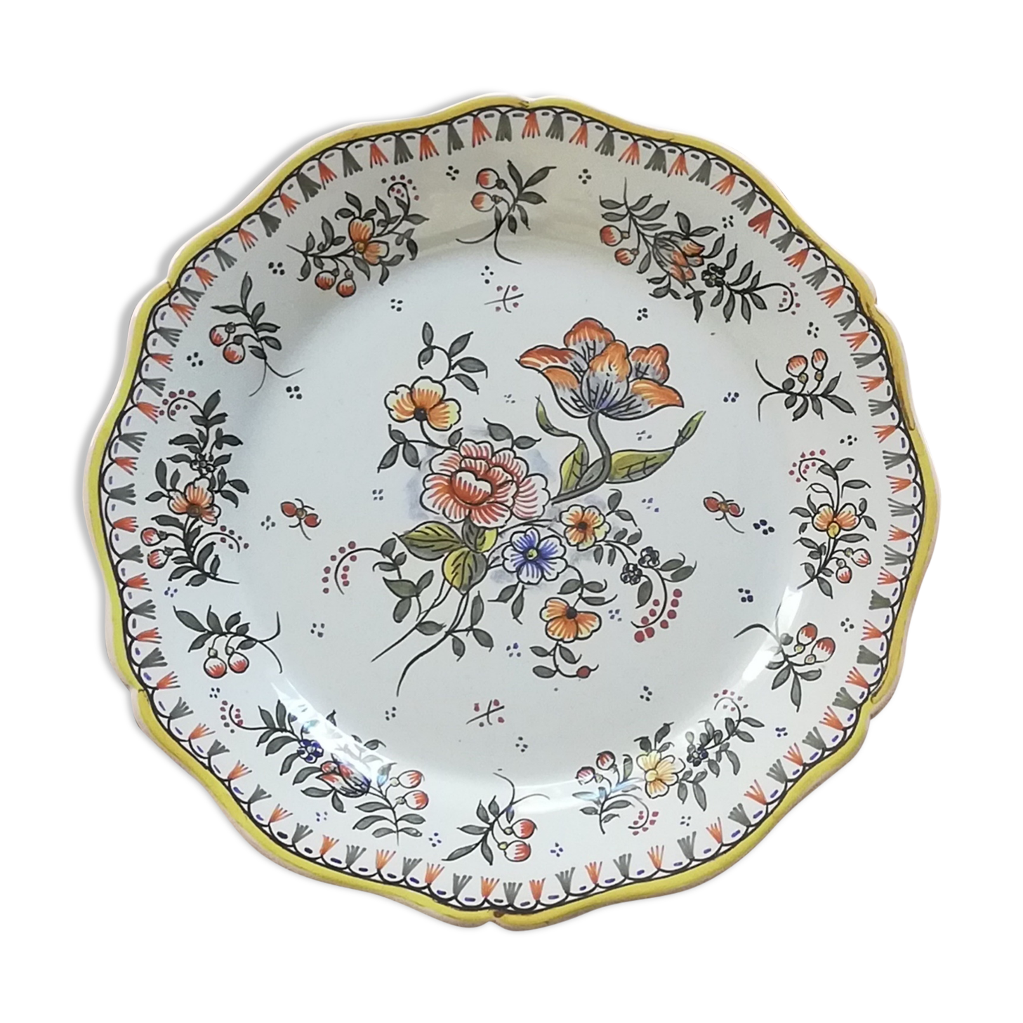 Collection plate Vieux Rouen signed handmade