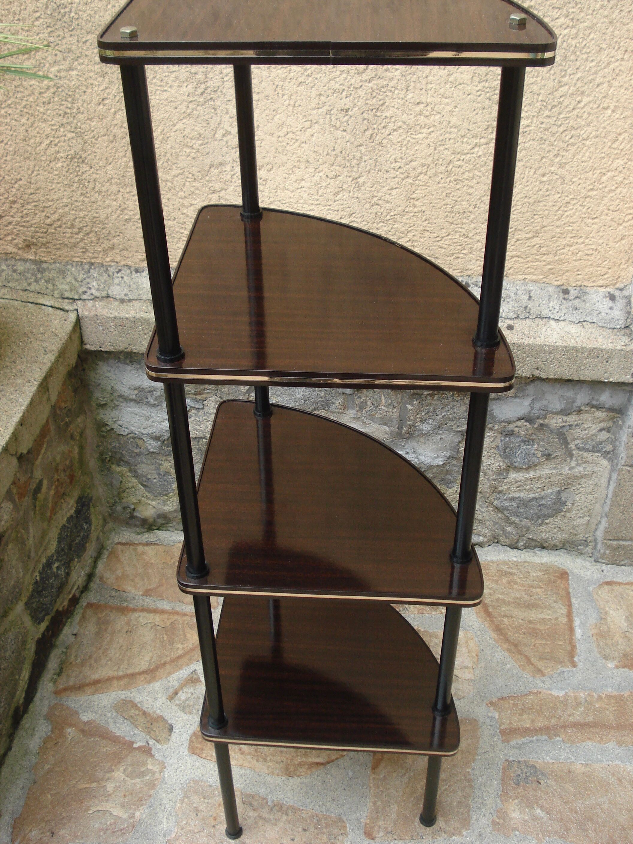 Etagere d’angle vintage 1960 formica 4 plateaux