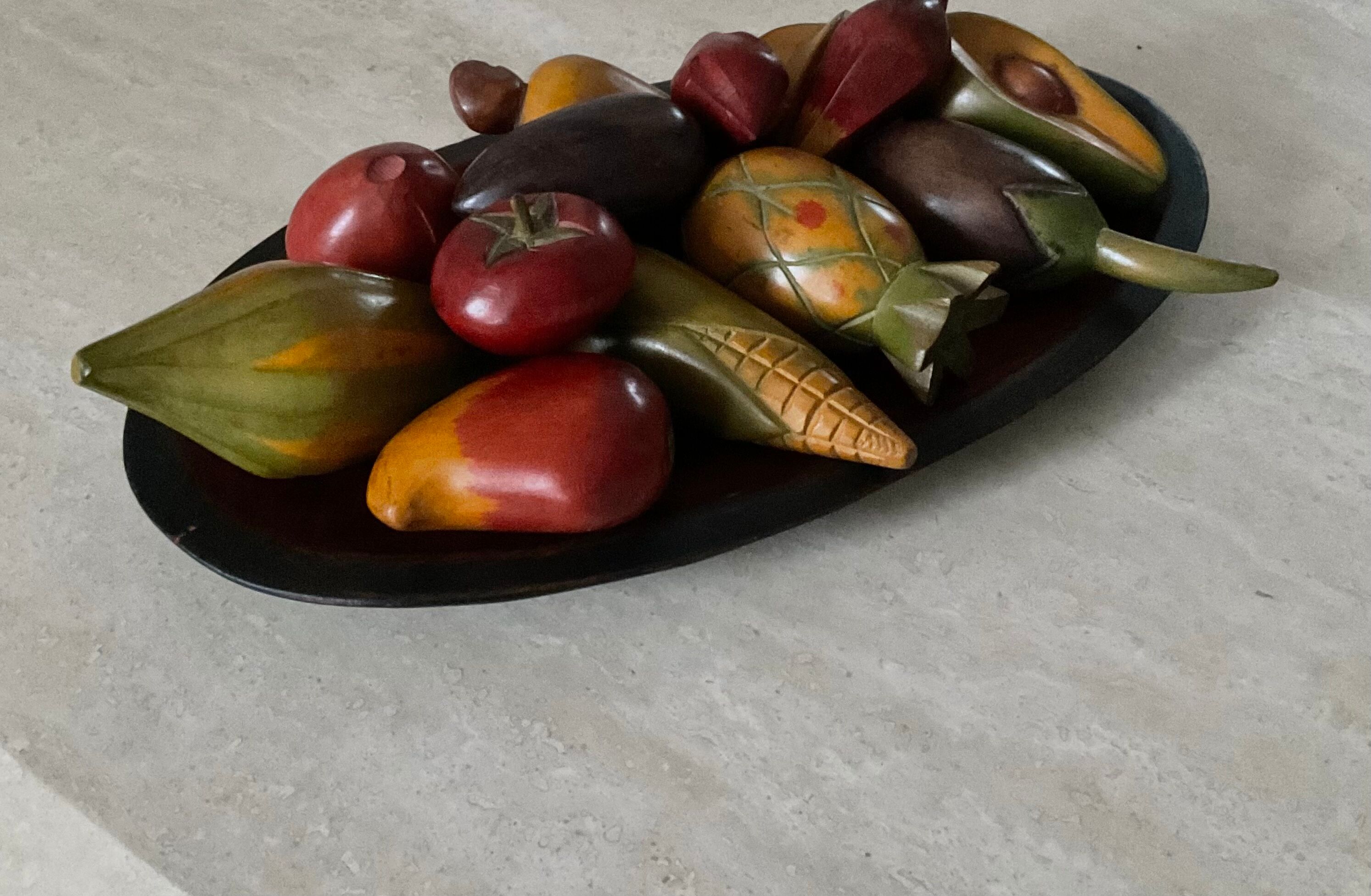 Vintage wooden fruit platter