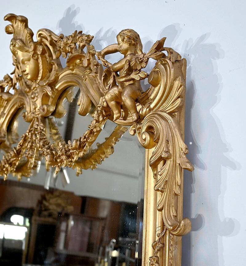 Important mirror in the style of Louis XIV – Louis XV, Napoleon III period – Mid-19th century