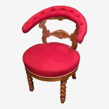 19th century solid blond oak office armchair in Louis XIII style