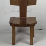 Brutalist oak low chair or children's chair, Dutch 1970s