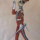 Paintings xix° portraits miltaire gouache uniform on ingres paper (cf. hergé)