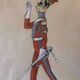 Paintings xix° portraits miltaire gouache uniform on ingres paper (cf. hergé)