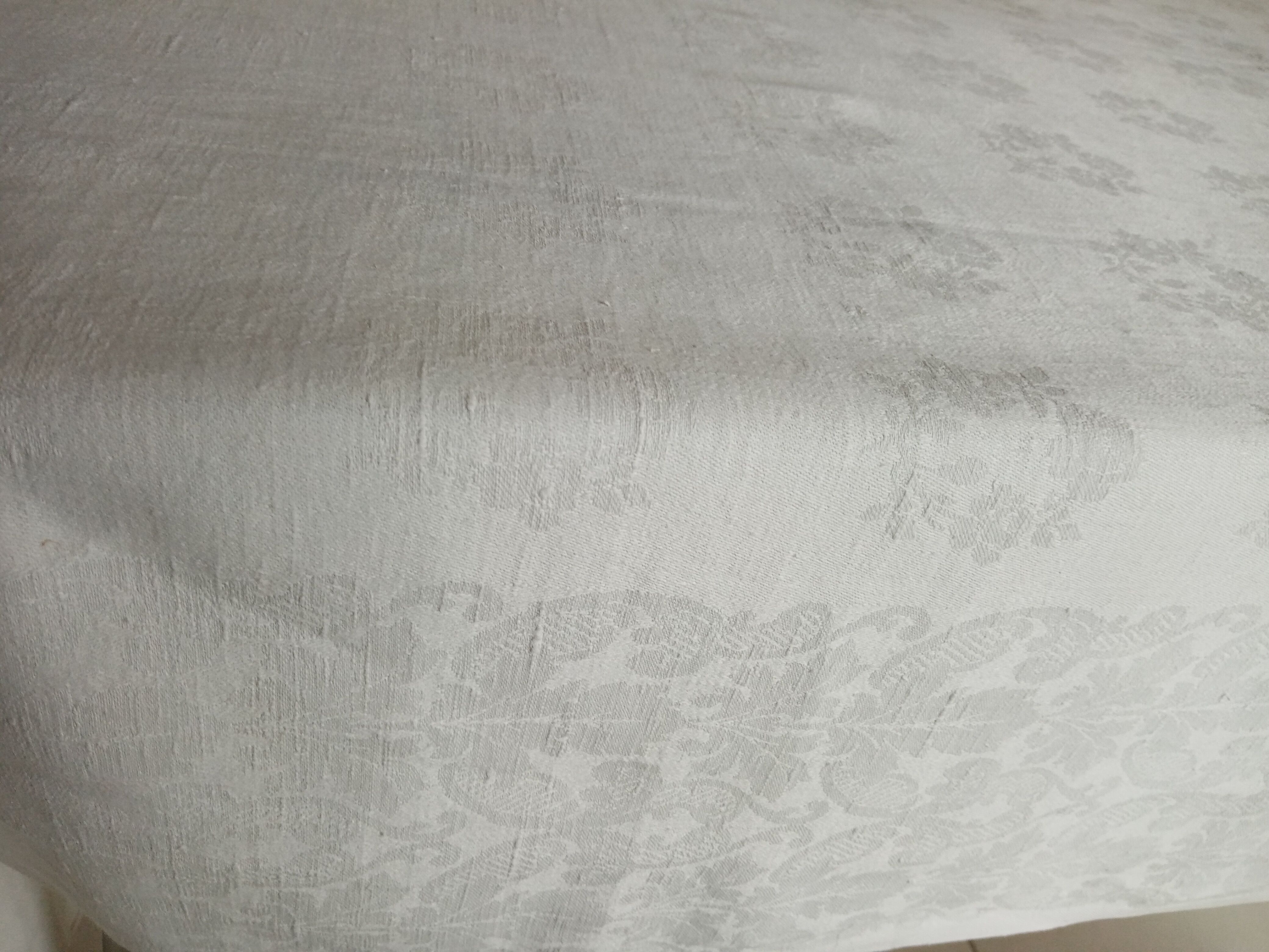 Old large rustic linen tablecloth 295 x 140 cm