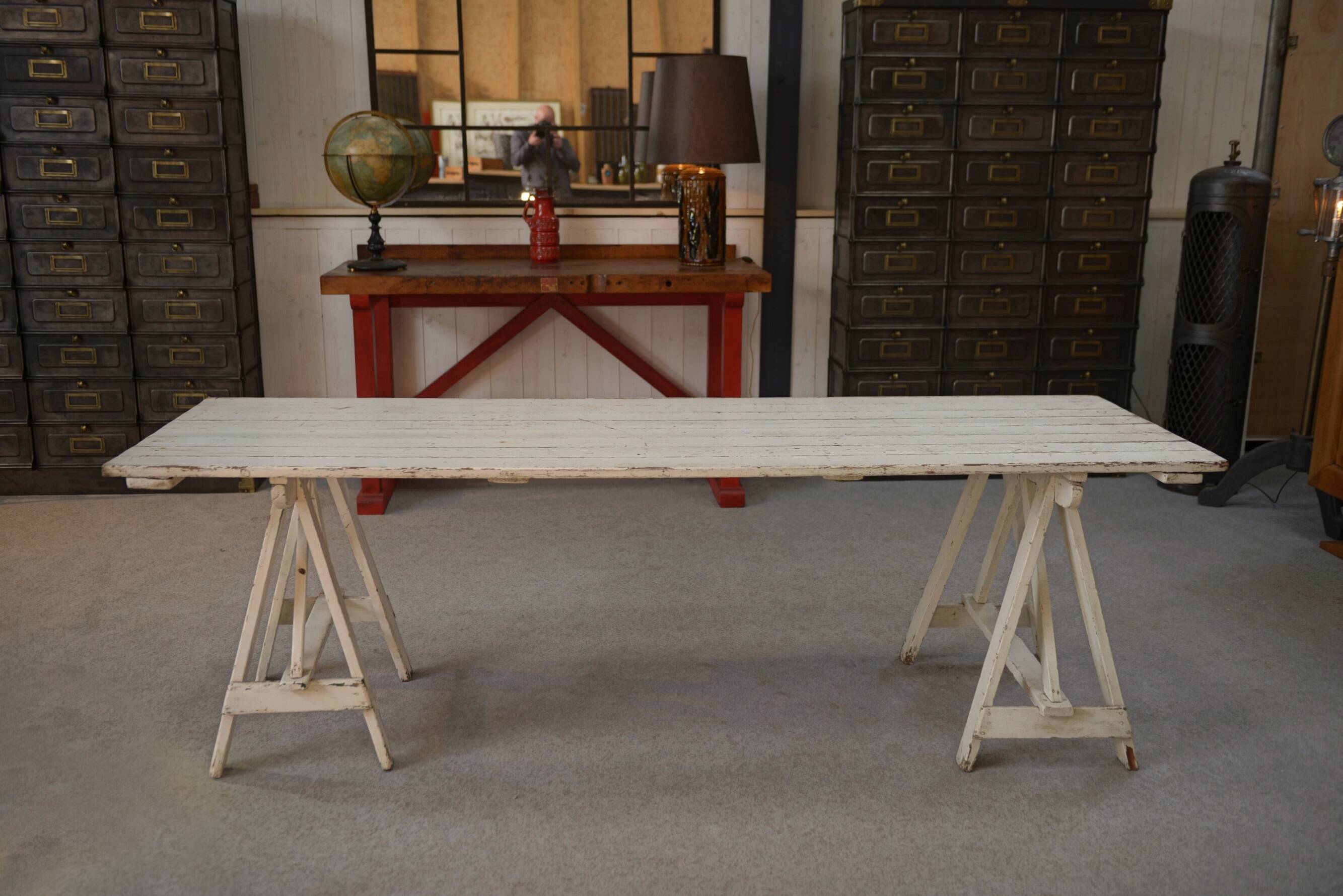 1950s white patina pine table