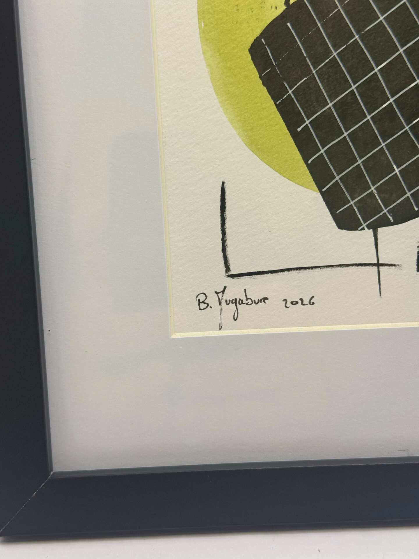 Dessin abstrait original encadré – Bertrand Mugabure (Coté Akoun)