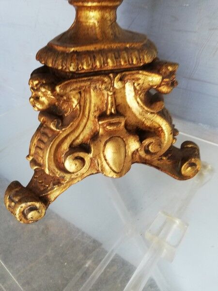 Wooden candlestick and gilded stucco from the beginning of the 20th century