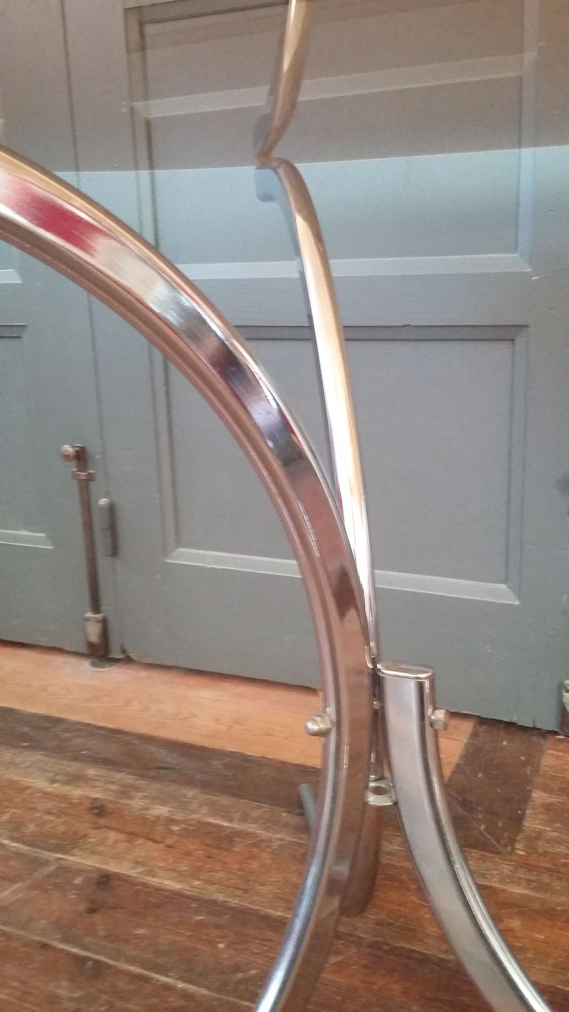 Vintage dining table glass and chrome 1970