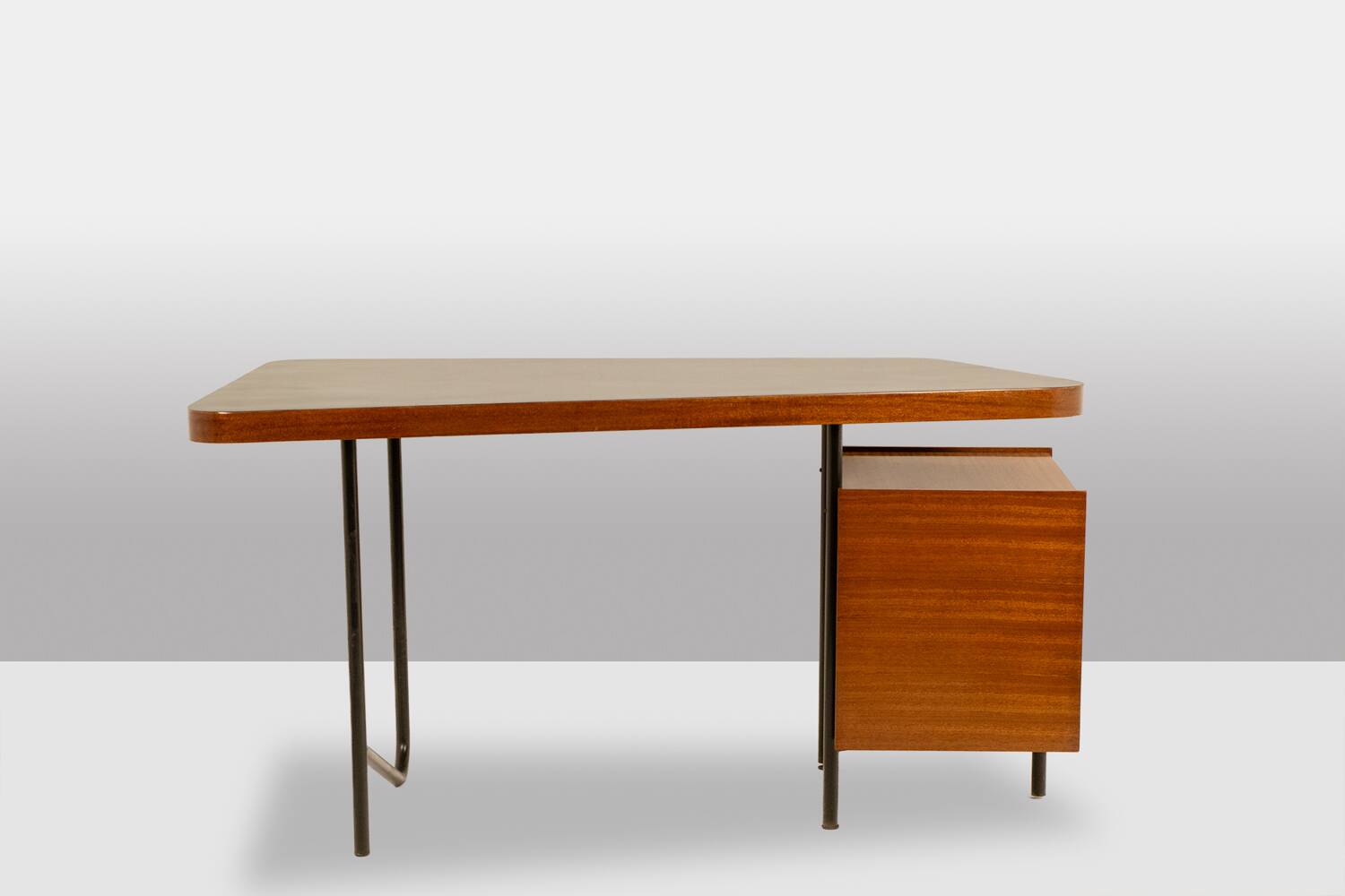 Asymmetrical desk with a drawer unit, Georges Frydman. 1950s-60s.