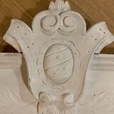 Old carved white patinated pediment - 115cm