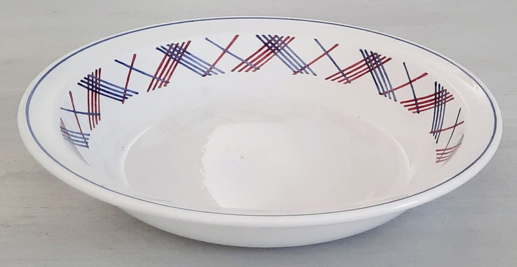 Hollow round earthenware dish Digoin Sarreguemines model Salies vintage