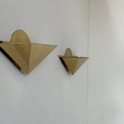 Pair of vintage geometric sconces, brass, France 1970