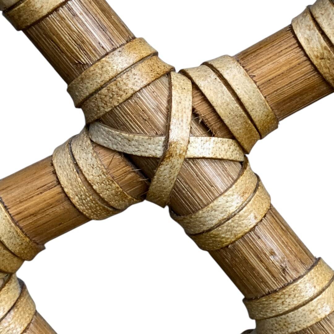 Rattan and leather headboard 140cm vintage 1970