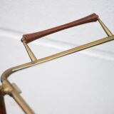 Rolling trolley in wood and brass, rolling bar, servant, trolley, 1950 Cesare Lacca for arredoluce
