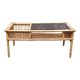 Table basse en rotin et verre fumé