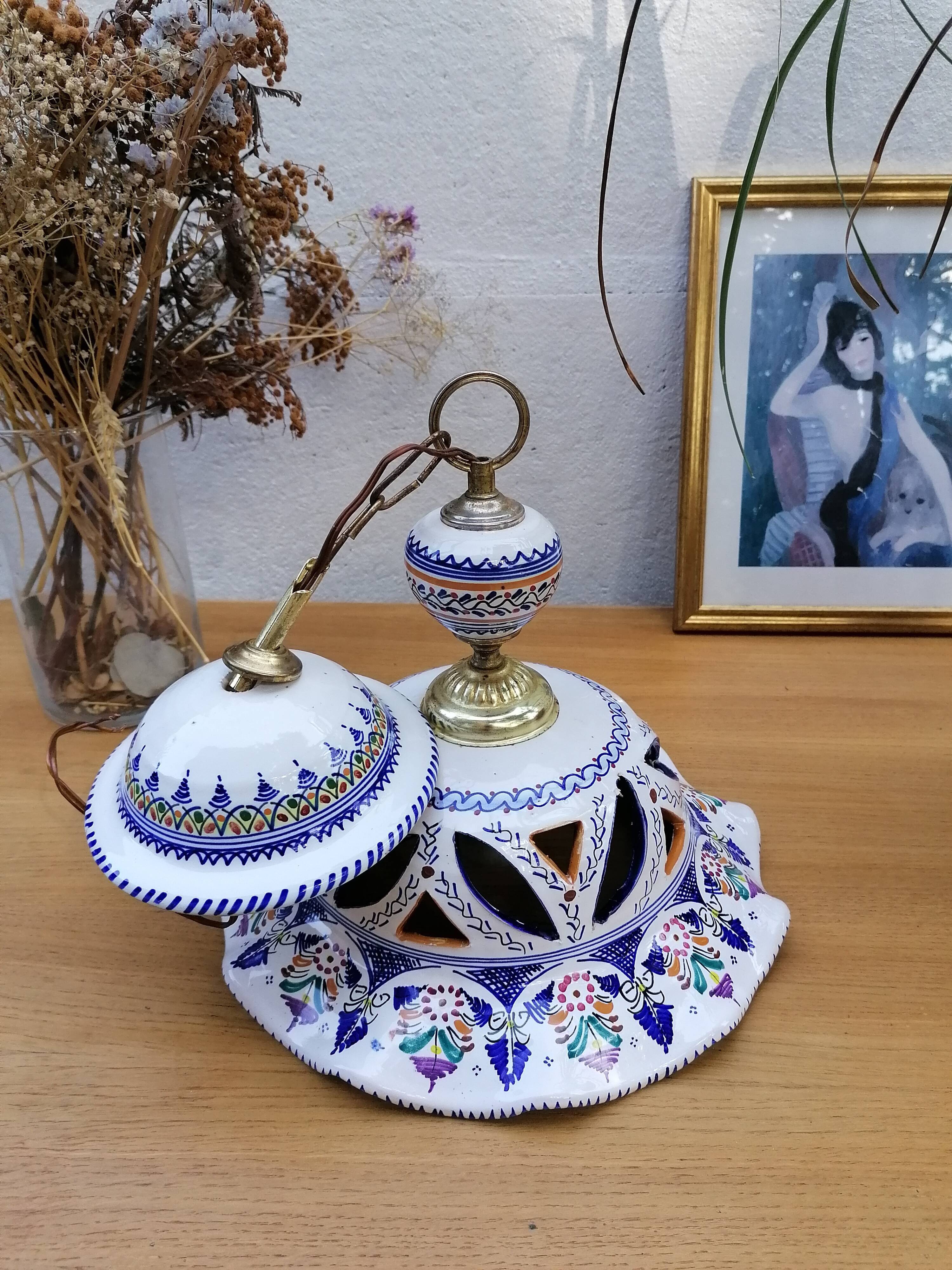 Vintage hand-painted earthenware suspension