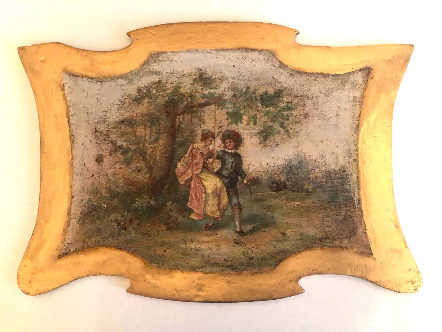 Old Decorative Golden Wood Plate