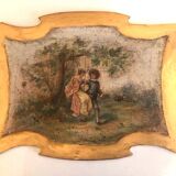 Old Decorative Golden Wood Plate